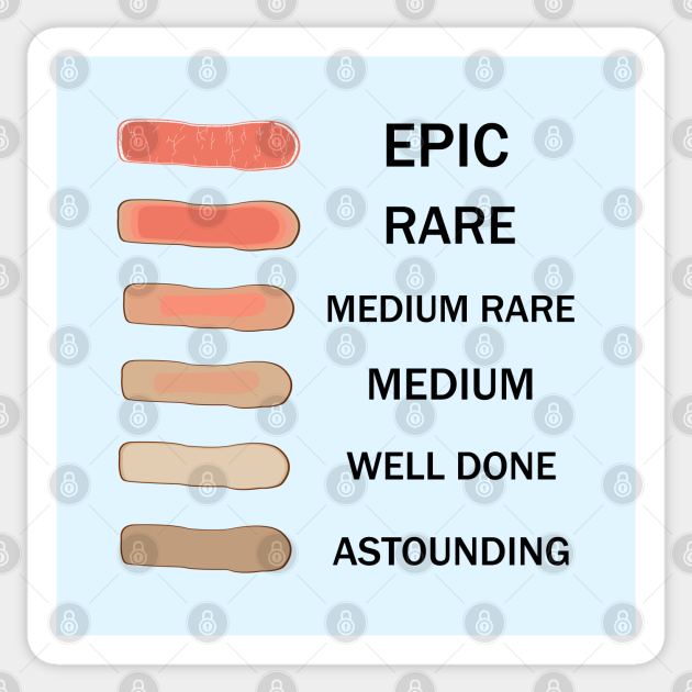 funny steak cooking levels Steak Sticker TeePublic